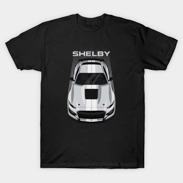 Ford Mustang Shelby GT500 2020-2021 - Silver - White Stripes T-Shirt by V8social